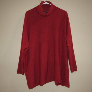 REPEAT Wool Cashmere Rusty Orange Red Oversized Turtleneck Tunic Sweater One Sz